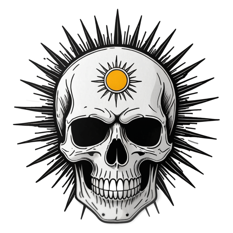 Line Sun Skull — skull stickers