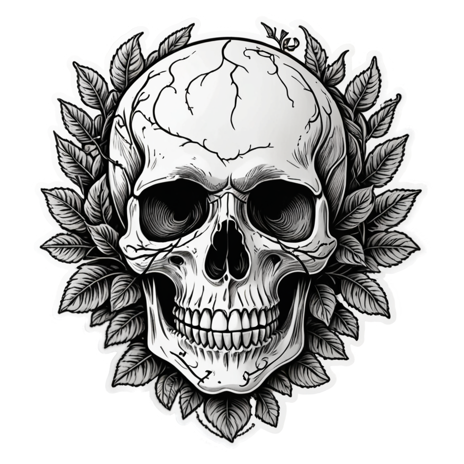 Line Vine Skull — skull stickers