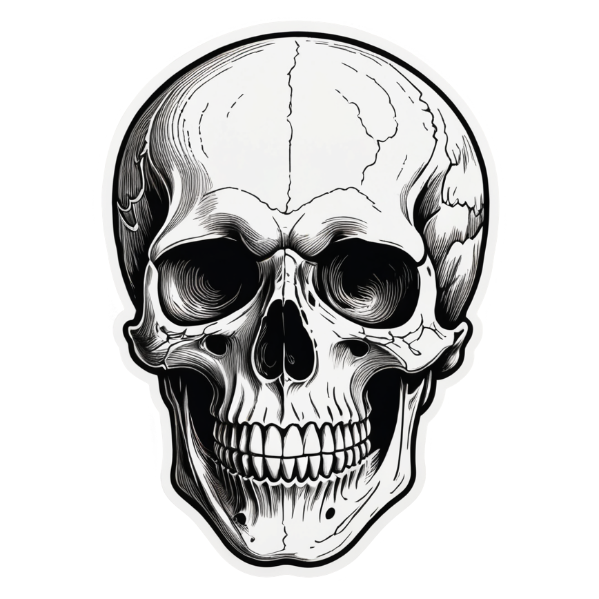 Line Wave Skull — skull stickers