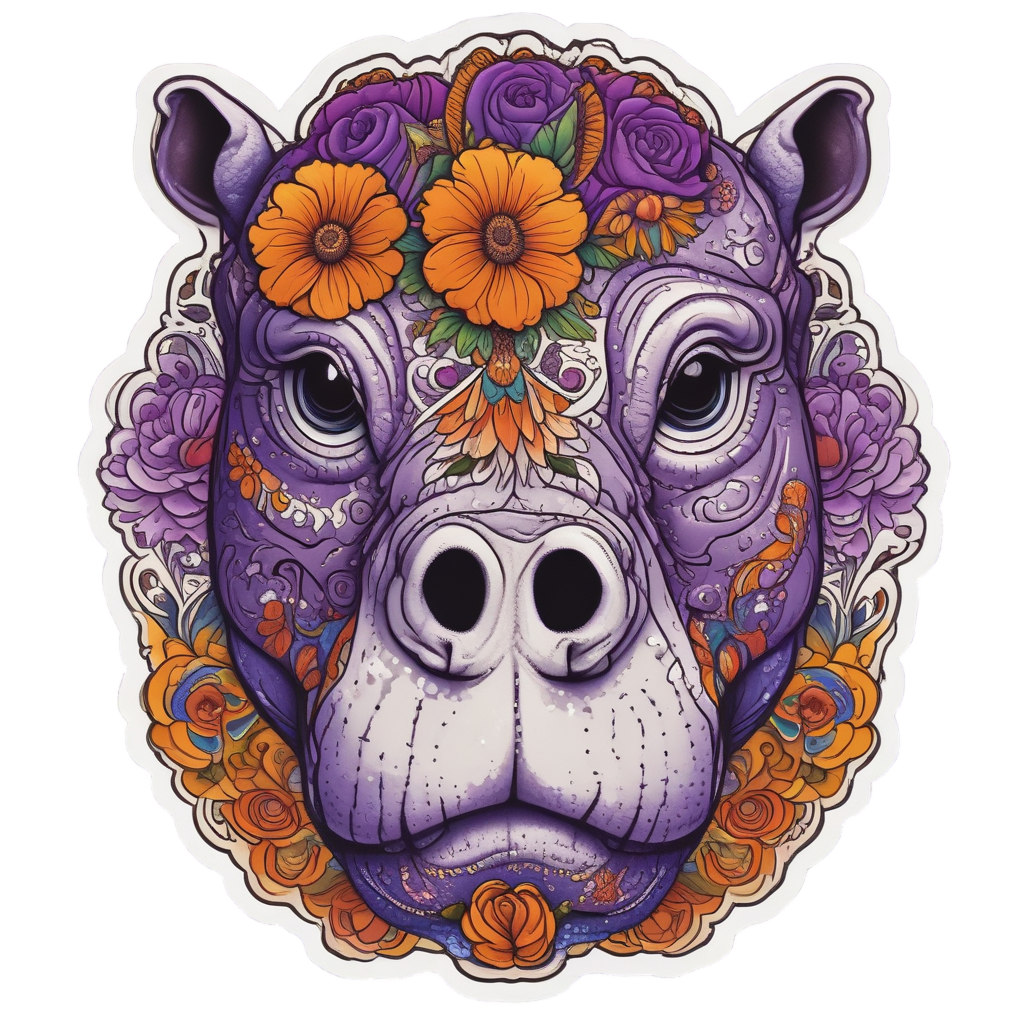Skull Mask Hippo — safari nursery stickers