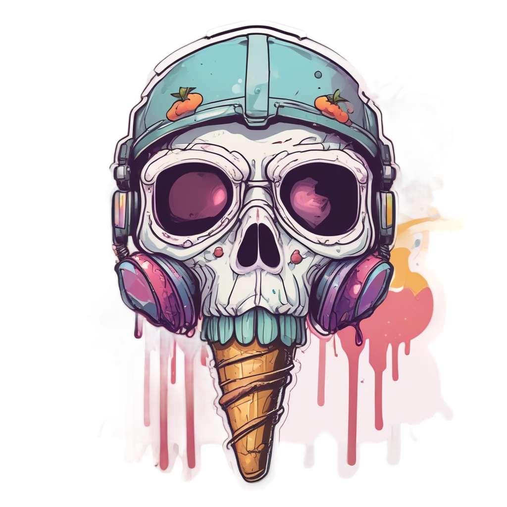Skull Melting Ice Cream — gas mask stickers