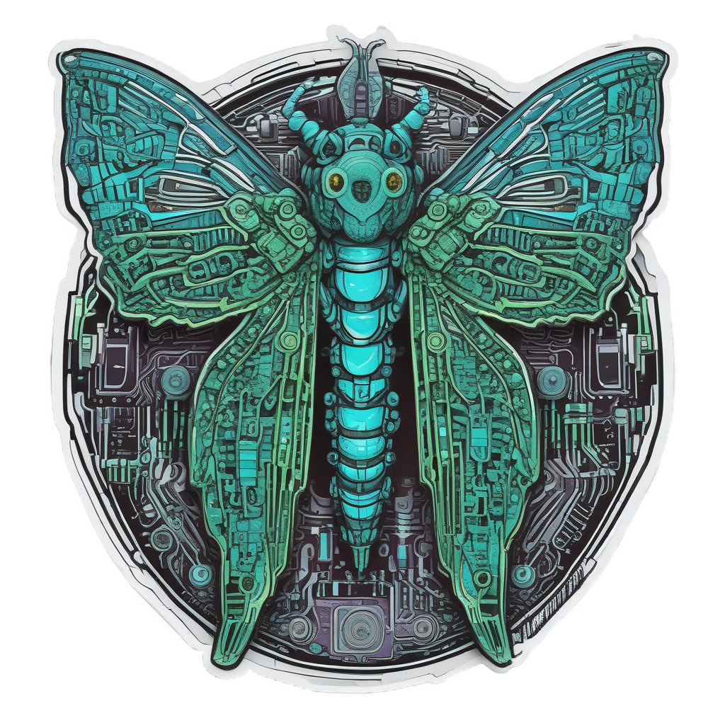 Skull Moth Cyborg — moths & ravens stickers