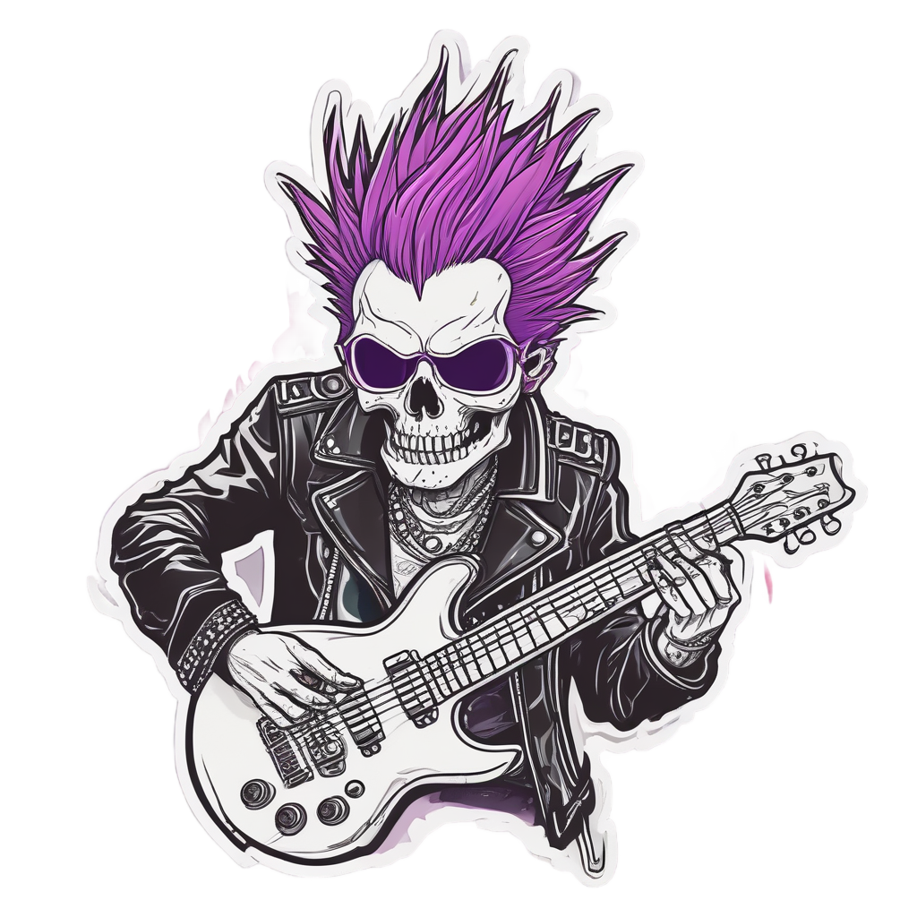 Skull Musician Rocker — minimal skull stickers