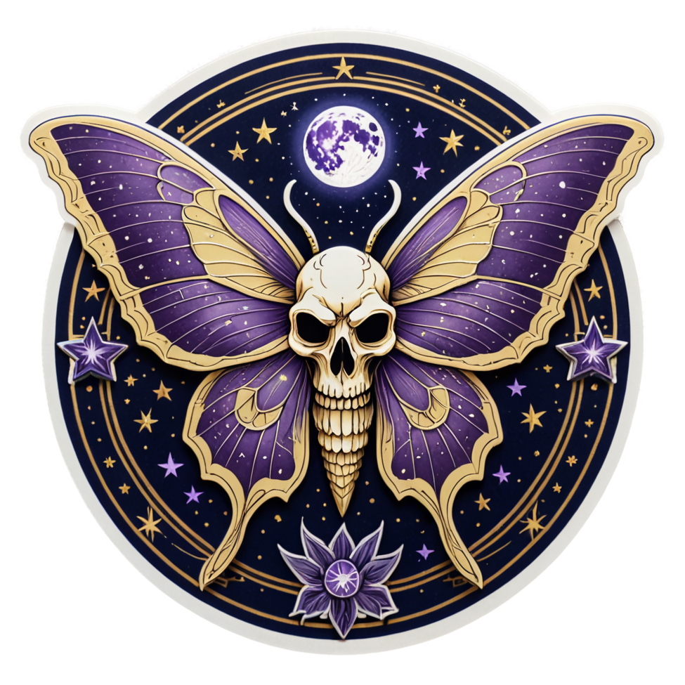 Mystic Moth Skull — skull stickers