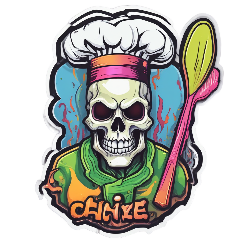 Skull Neon Chef — funny & humor stickers