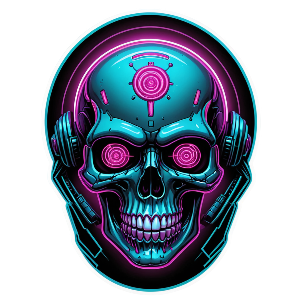 UFO Neon Skull — skull stickers
