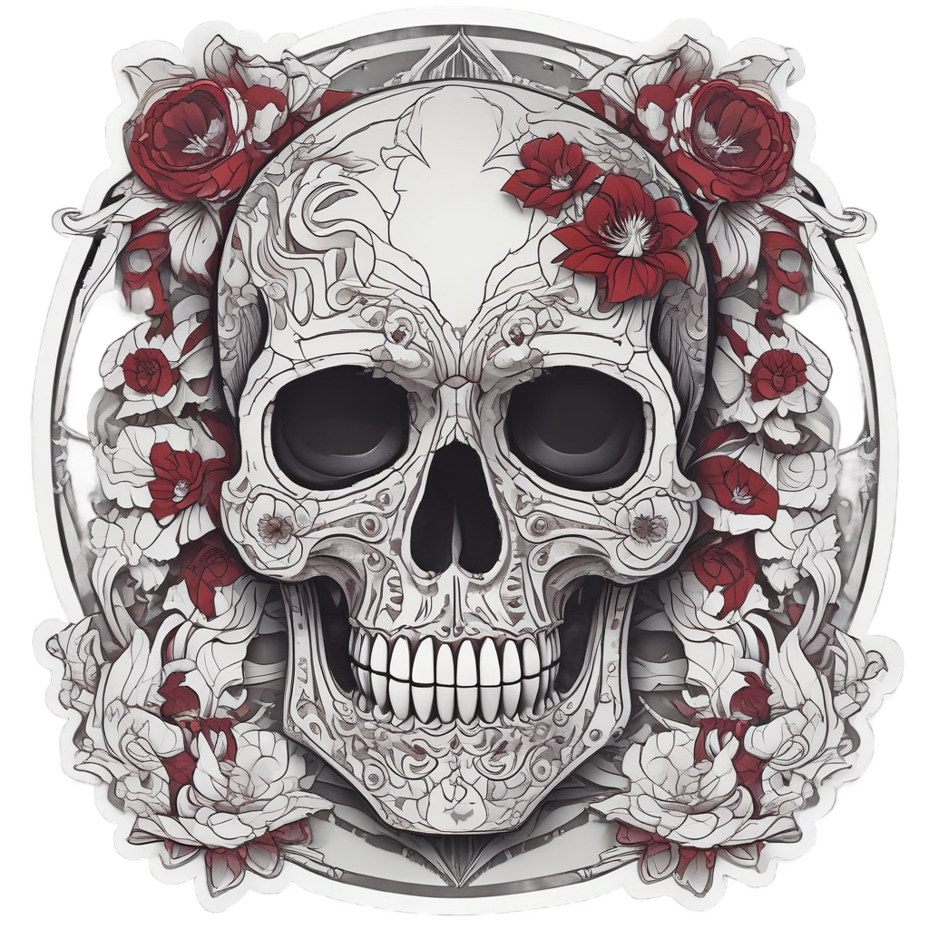 Skull of Night Flowers — minimal skull stickers