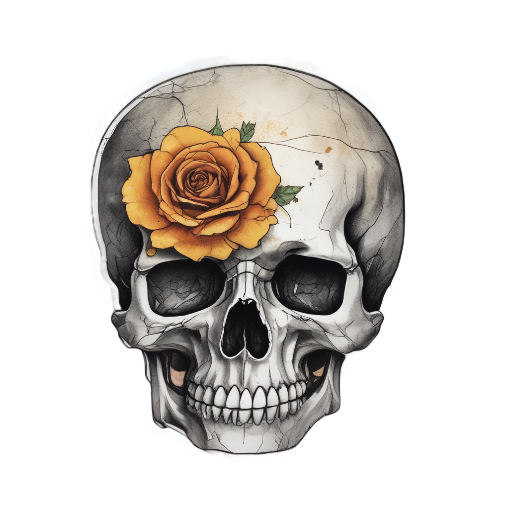 Skull of Smoldering Ember — line-art skull stickers