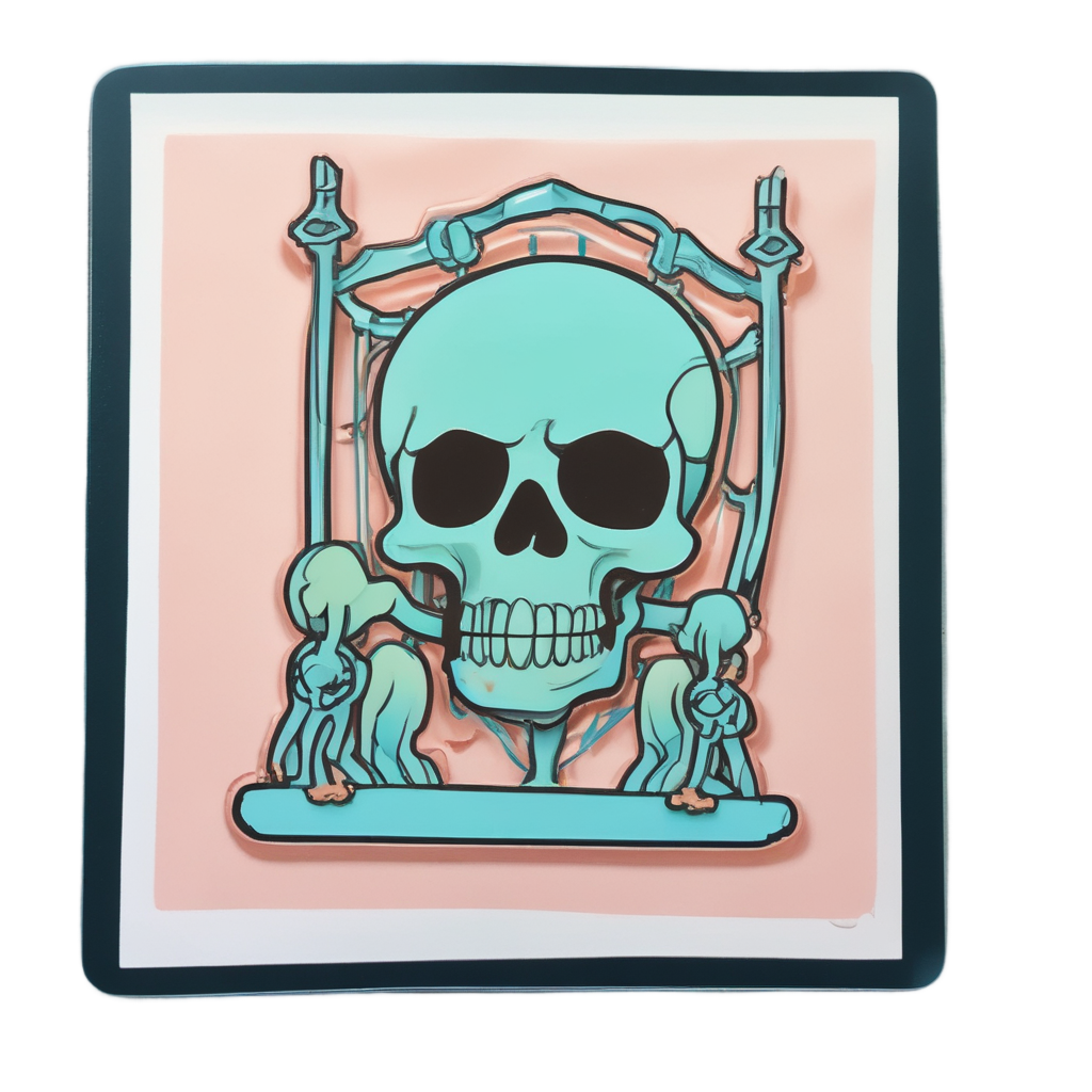 Skull on a Star Swing — line-art skull stickers