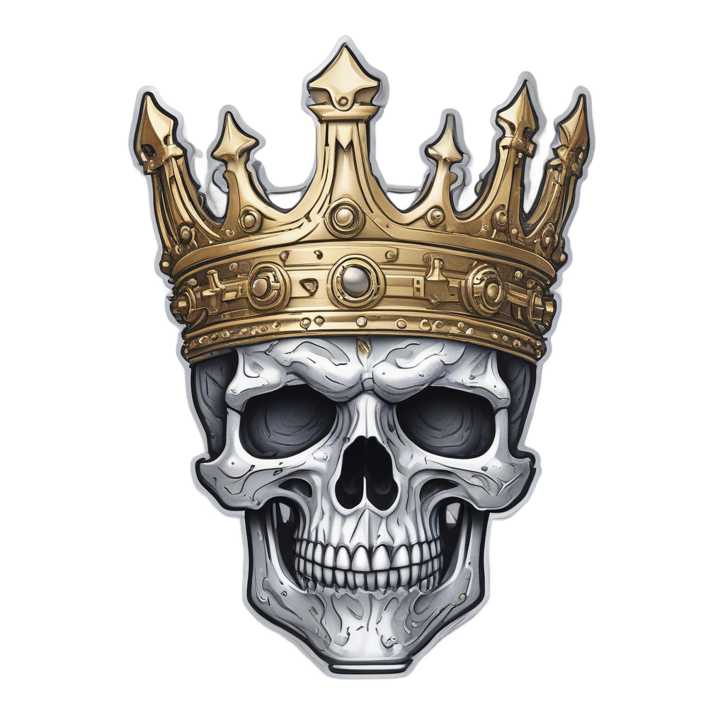 Skull Piston Crown — biker & chrome skull stickers