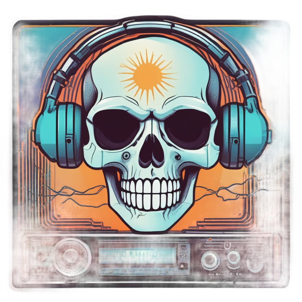 Skull Playing Cassette — music stickers