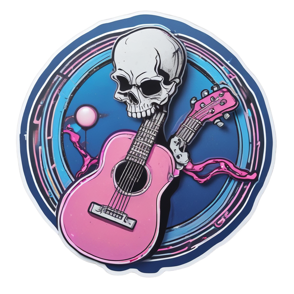Skull Playing Lantern Guitar — reaper skull stickers