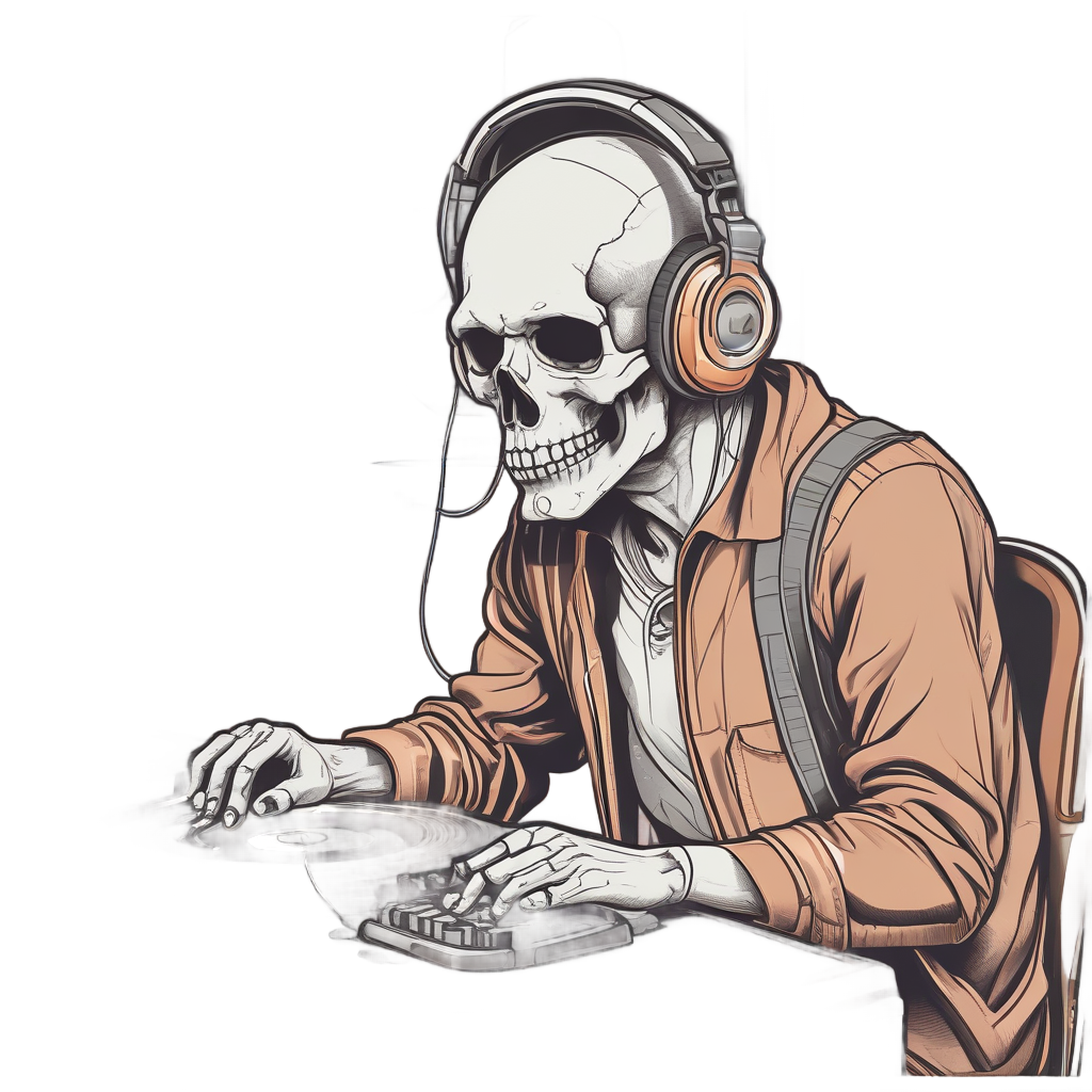 Skull Playing Vinyl Record — vinyl stickers