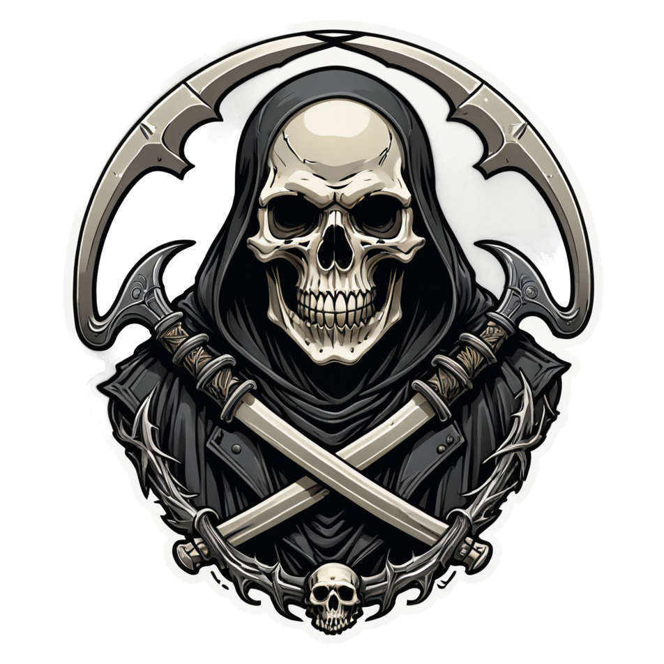 Twin Scythe Reaper — skull stickers