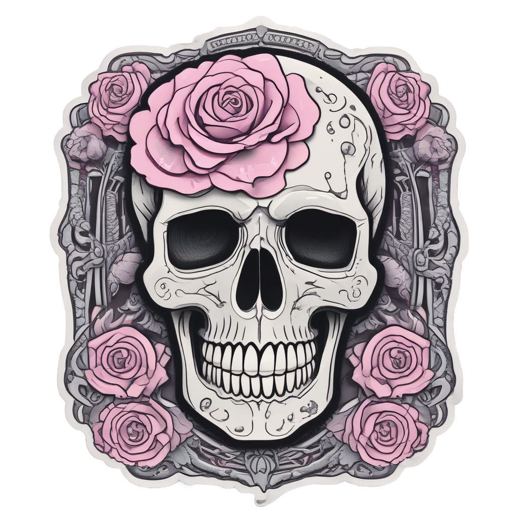 Skull Rose Mirror — watercolor skull & roses stickers