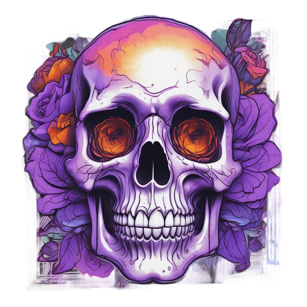 Skull Rose Phantom — gothic botanical stickers