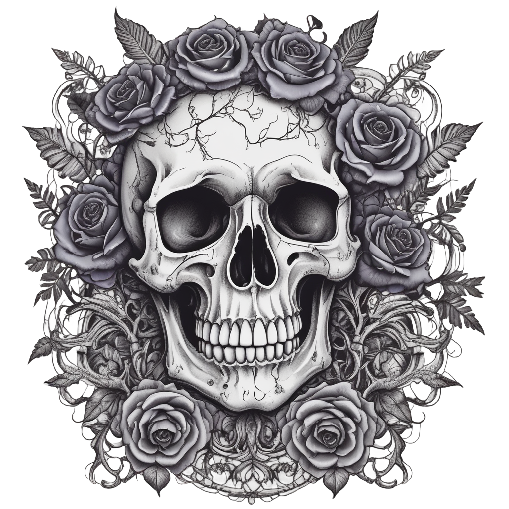 Skull Rose Skeleton — watercolor skull & roses stickers