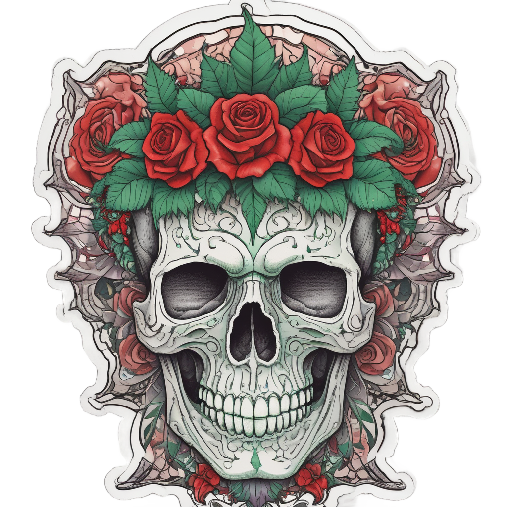 Skull Rose Thorn — neon cyber skull stickers
