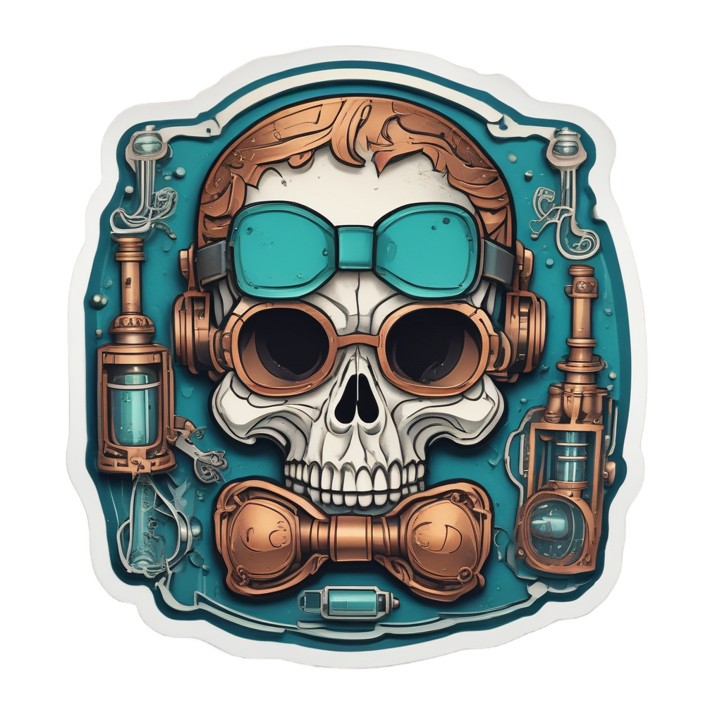 Skull Scientist with Goggles — minimal skull stickers