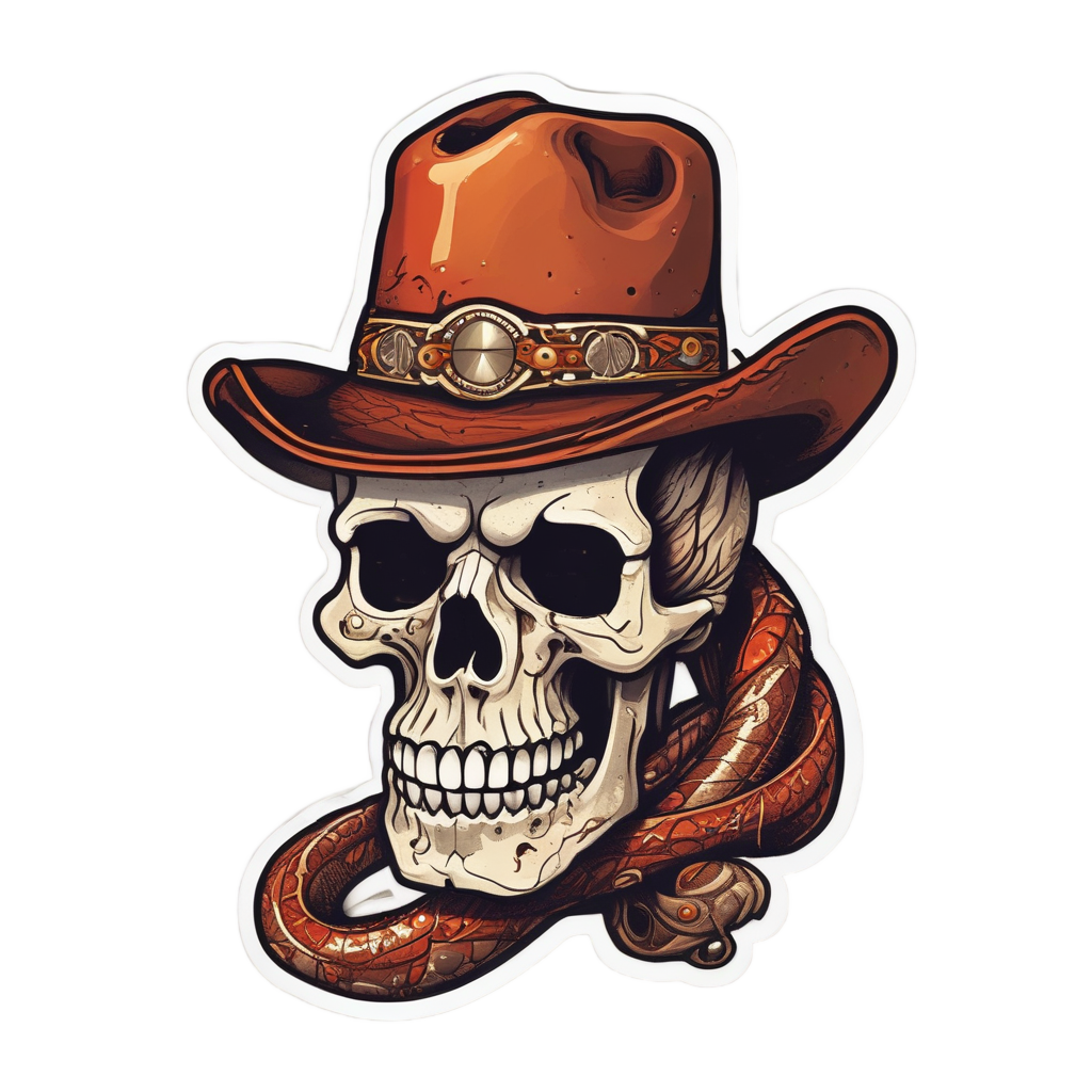 Skull Serpent Boot Stomp — line-art skull stickers