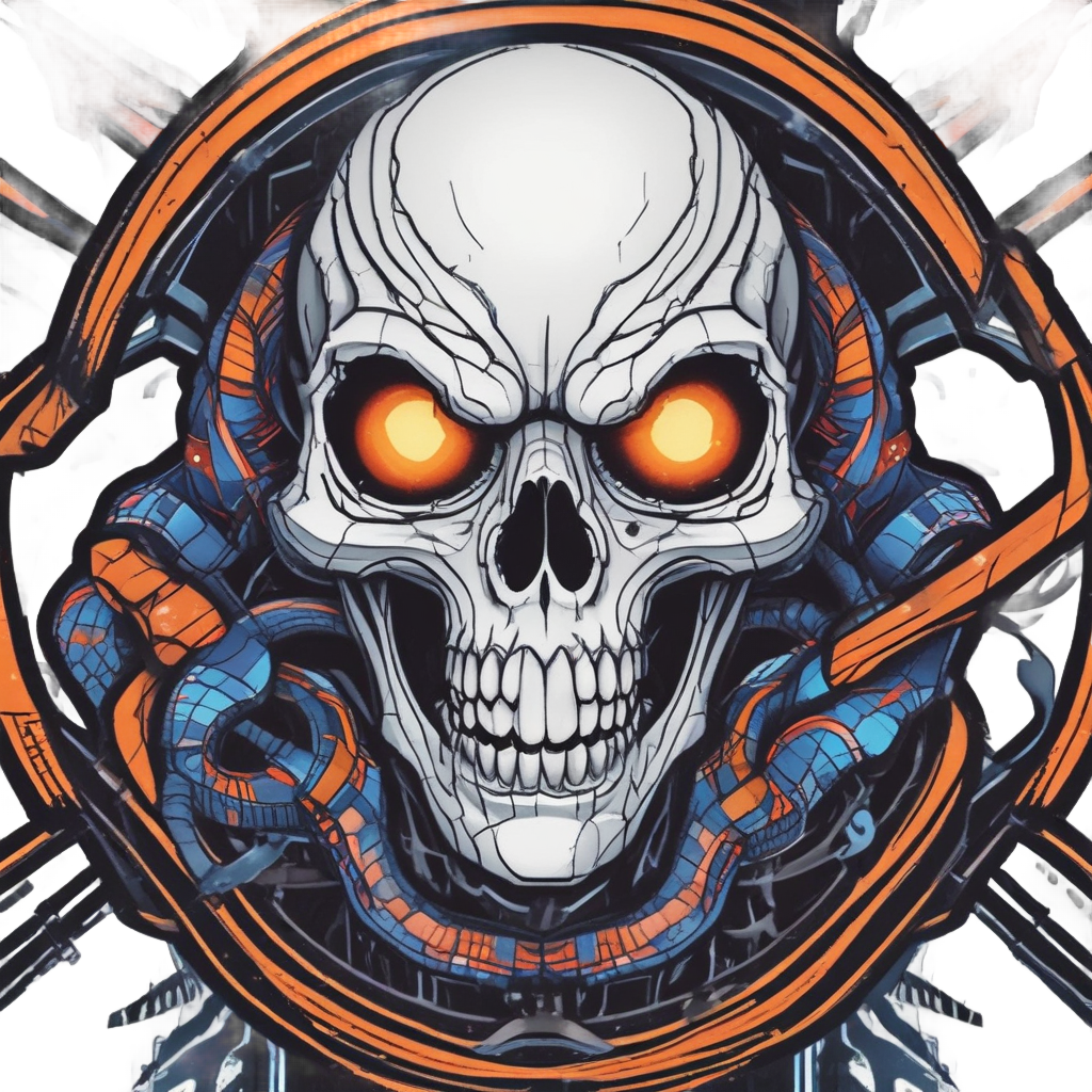 Skull Serpent Guardian — blackwork flash stickers