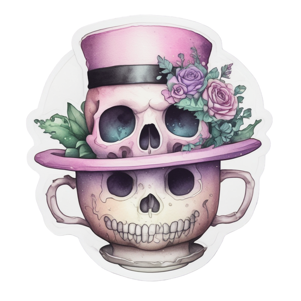 Skull Sipping Tea — cute skull stickers
