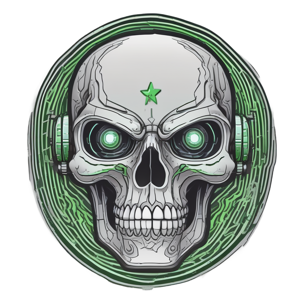 Skull Star Robot — line-art skull stickers