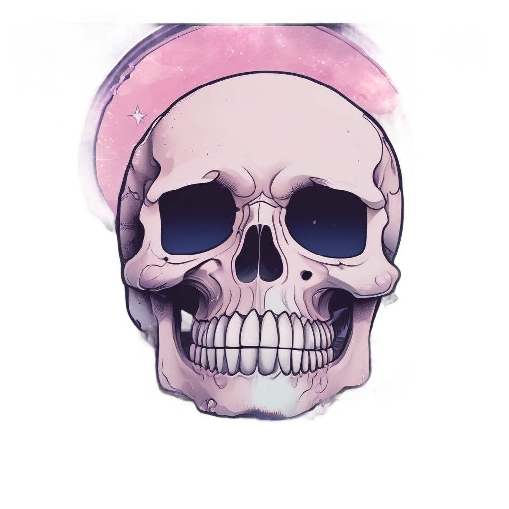 Skull Stargazing — neon cyber skull stickers