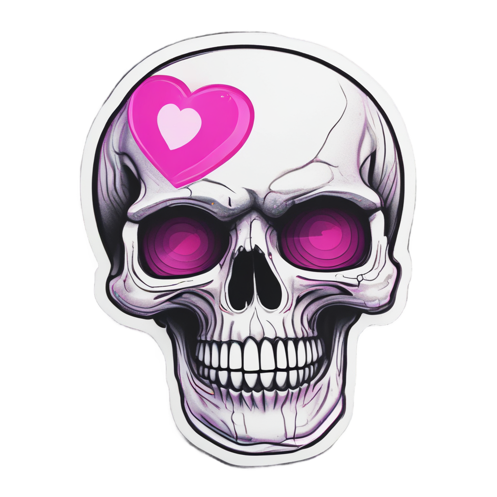 Skull Stripe Neon Heart — war-paint skull stickers