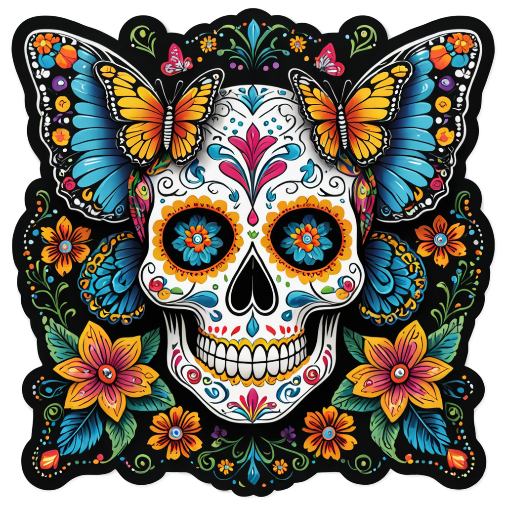 Butterfly Calavera — skull stickers