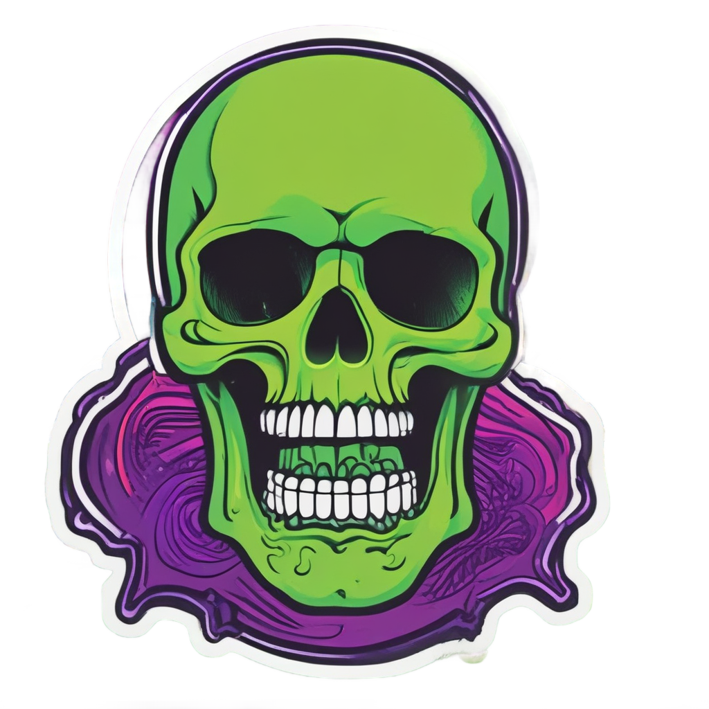 Skull Surfer Riding Wave — minimal skull stickers