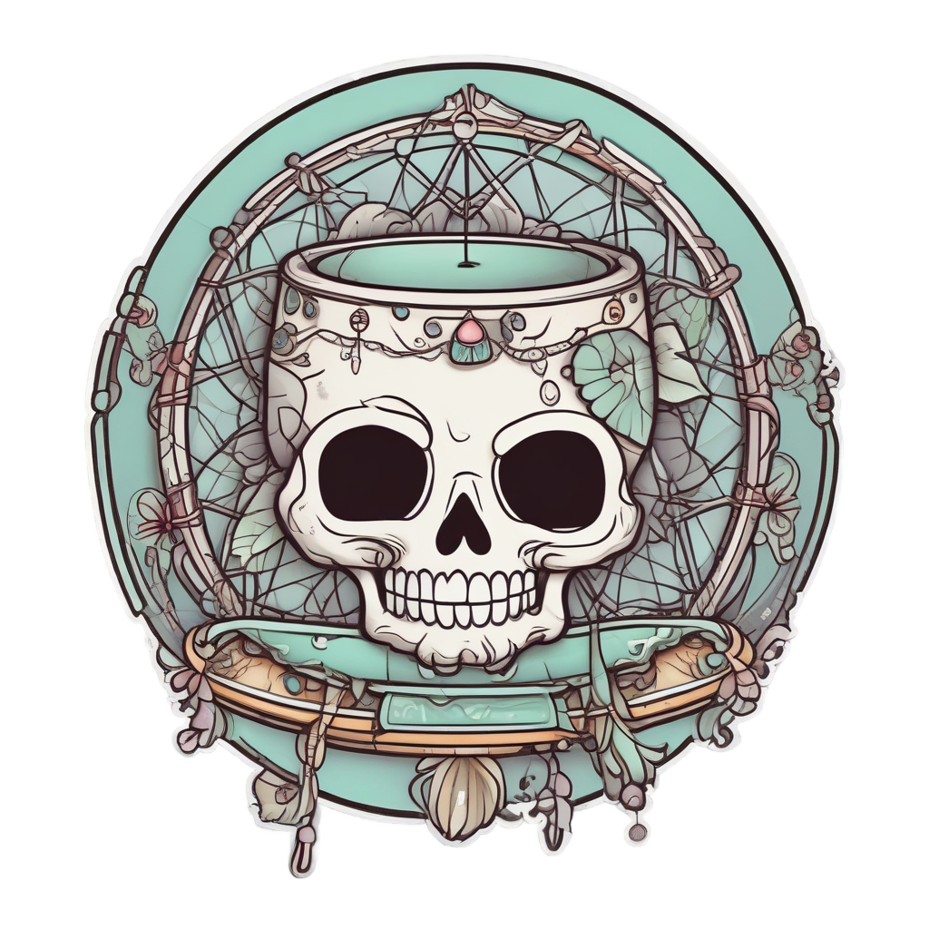 Skull Teacup Sip — boho skull stickers
