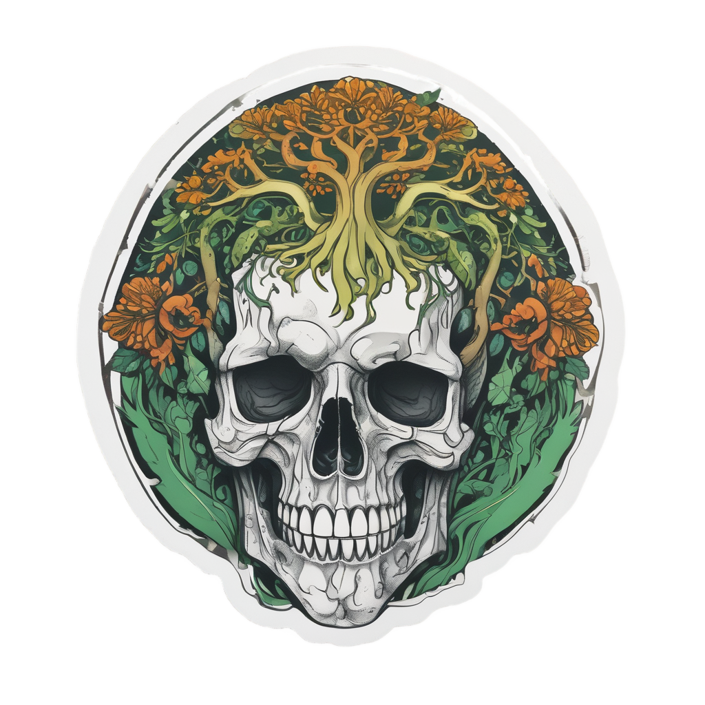 Skull Tree Roots — minimal skull stickers