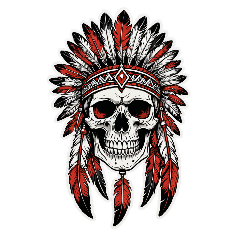 Feathered War Skull — skull stickers