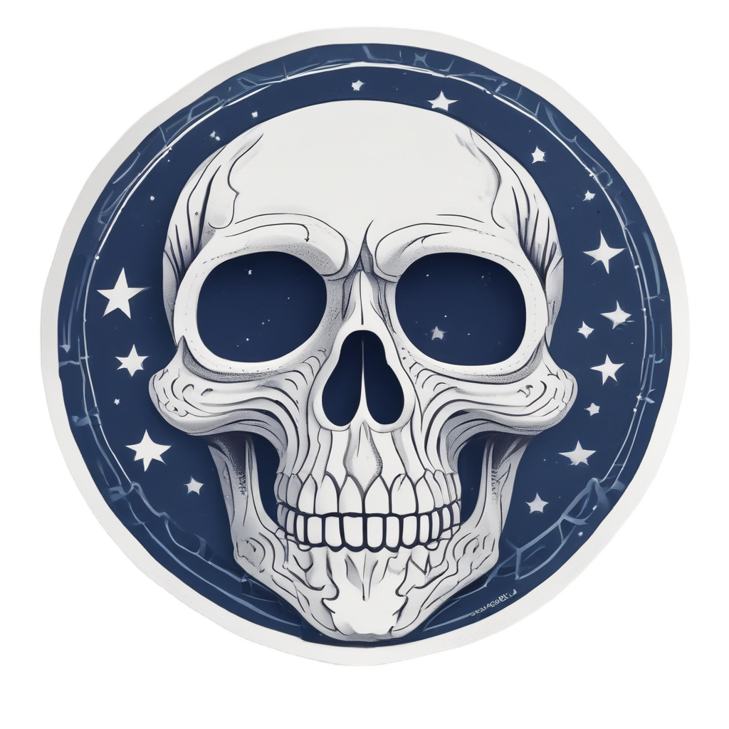 Skull Watcher at Night — minimal skull stickers