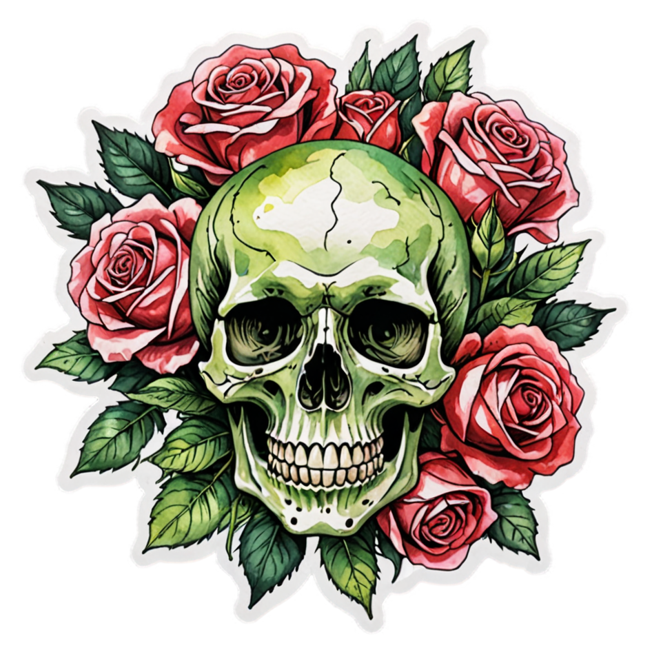 Rose Bouquet Skull — skull stickers