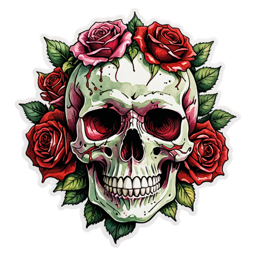 Crimson Rose Skull — skull stickers