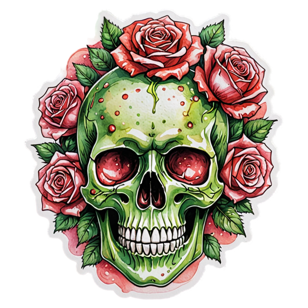 Dewy Rose Skull — skull stickers