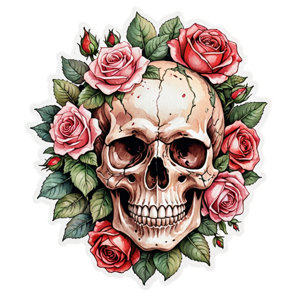 Rose Garden Skull — skull stickers