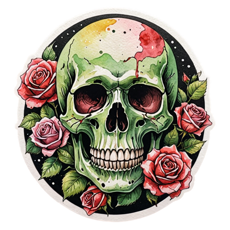 Moonlit Rose Skull — skull stickers
