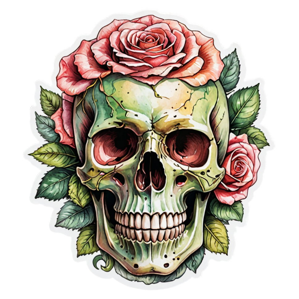 Pastel Rose Skull — skull stickers
