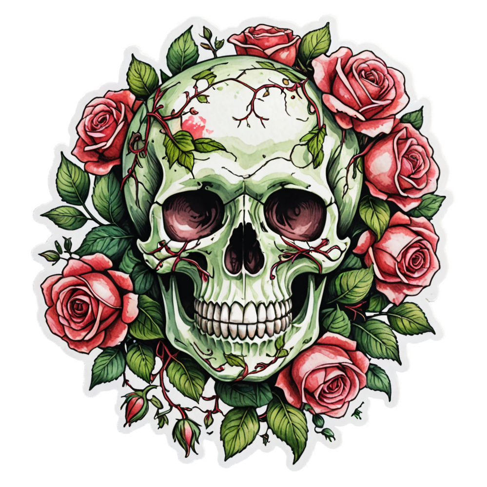 Rose Vine Skull — skull stickers