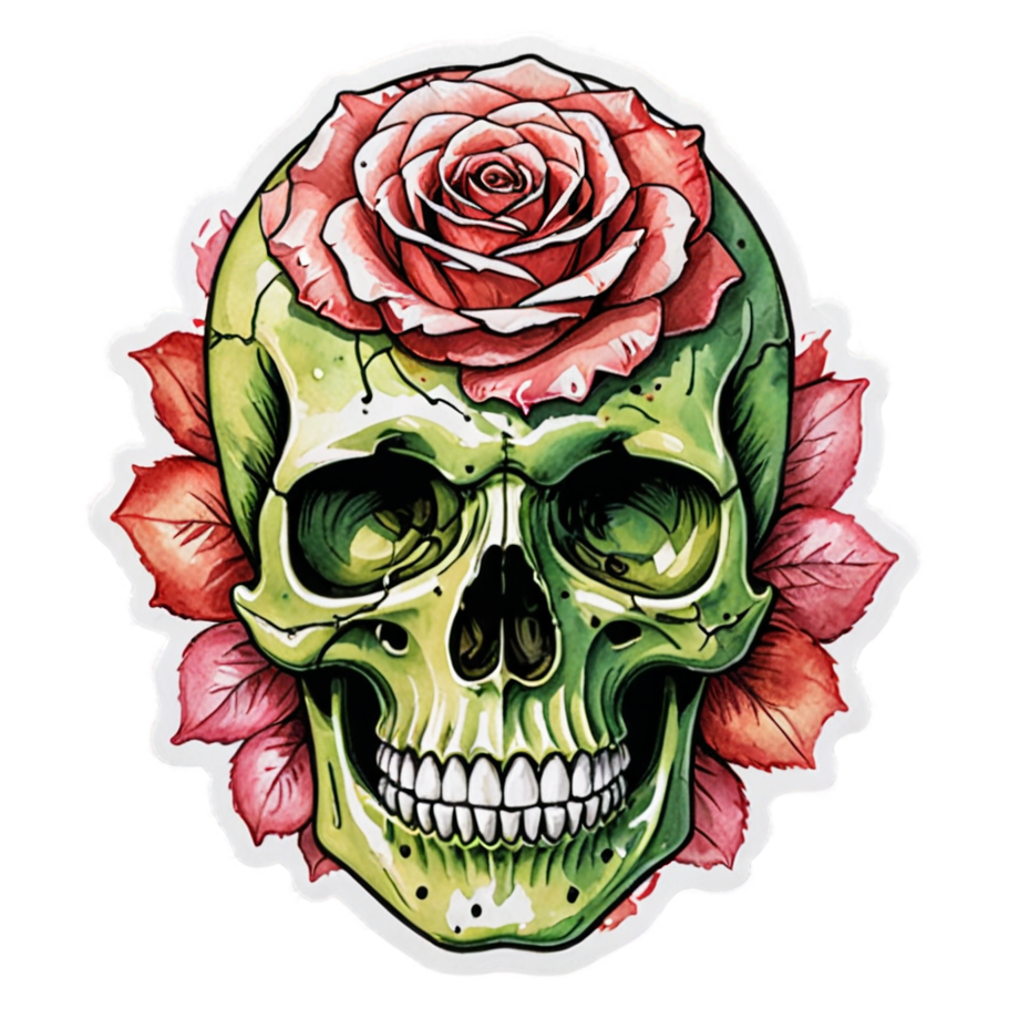 Watercolor Rose Skull — skull stickers