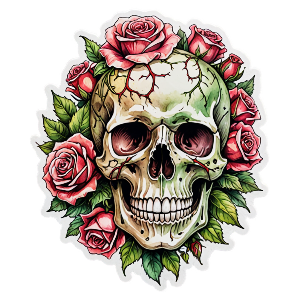 Thorned Rose Skull — skull stickers