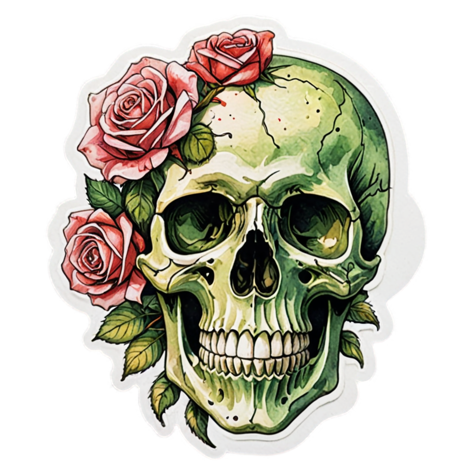 Vintage Rose Skull — skull stickers