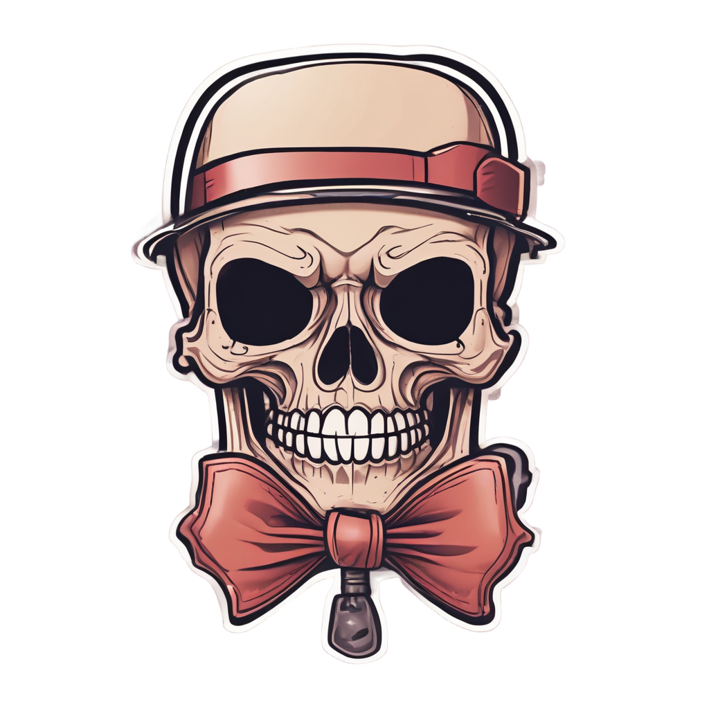 Skull Wearing Bow Tie — boho skull stickers
