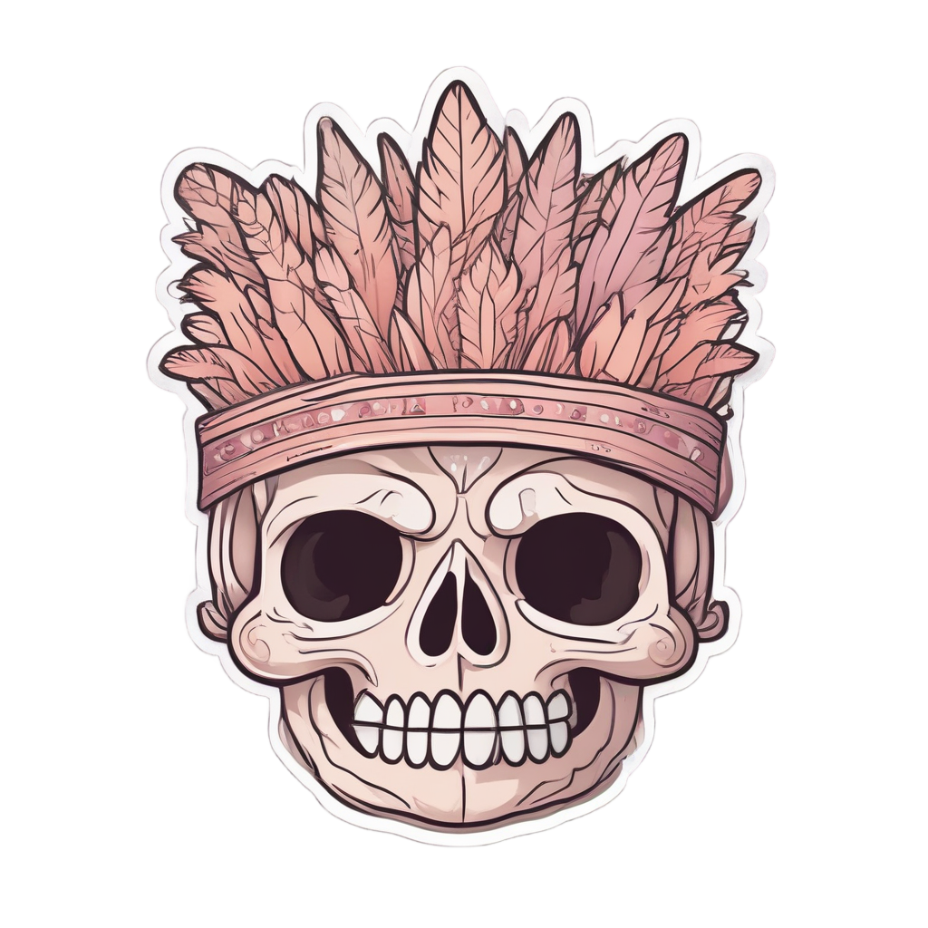 Skull Wearing Pampas Crown — boho skull stickers