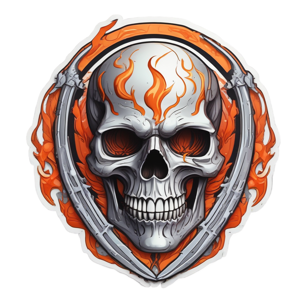 Skull Wielding Chrome Scythe — biker & chrome skull stickers