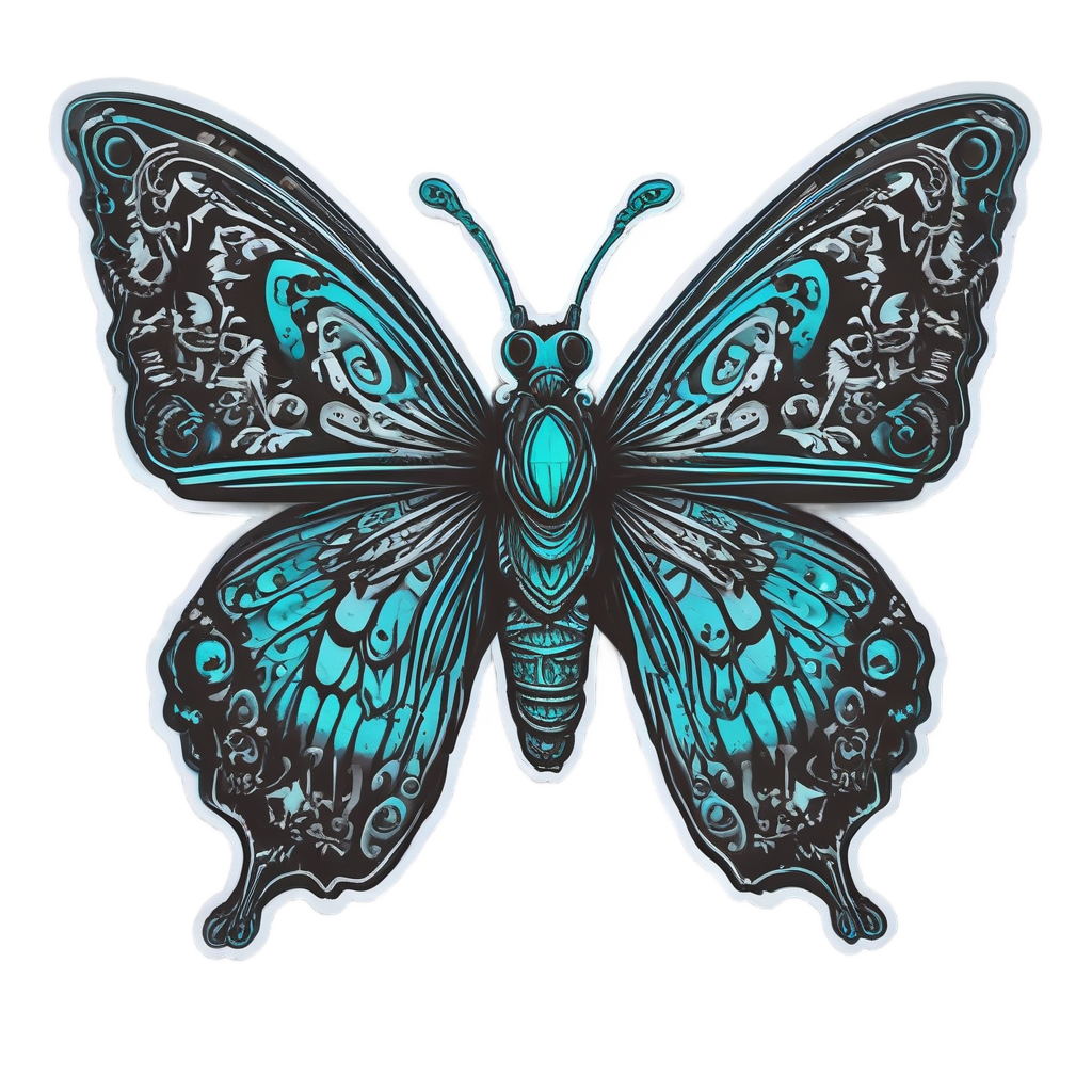 Skull Winged Shadow — minimal skull stickers
