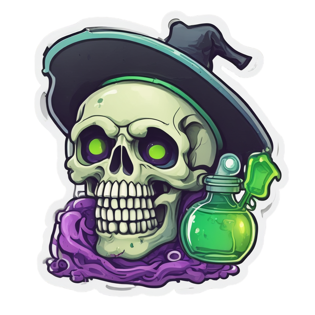 Skull Witch Neon Brewing — cute skull stickers